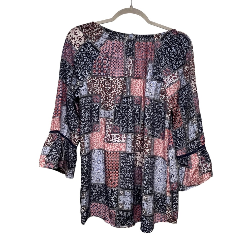 Gardencore Patchwork Bell Sleeve Blouse Babydoll … - image 2